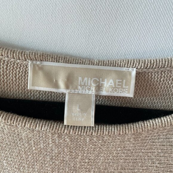 Michael Kors Womens Tan Hi Low Hem Side Zipped Detail Sweater Size L - Picture 5 of 9